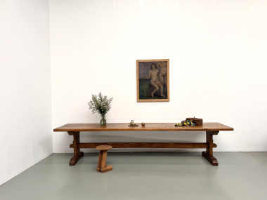 Table monastère ancienne en chêne massif de 350 cm, vers 1900, vue d'ensemble