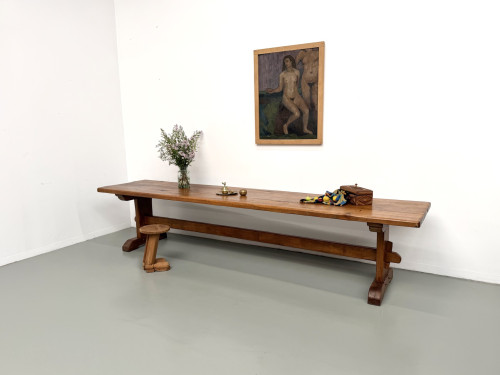 Table monastère ancienne en chêne massif de 350 cm, vers 1900, vue d'ensemble