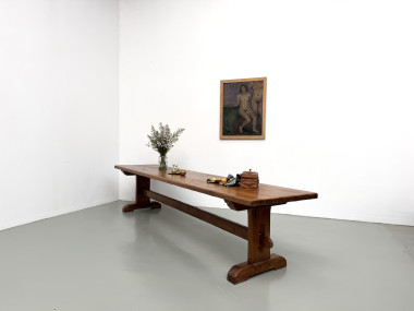 Table monastère ancienne en chêne massif de 350 cm, vers 1900, vue d'ensemble