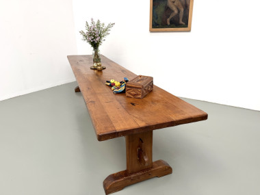 Table monastère ancienne en chêne massif de 350 cm, vers 1900, vue d'ensemble