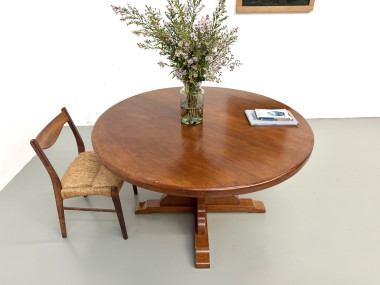 Plateau rond en chêne massif de 132 cm de diamètre