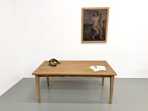 Table de campagne en chêne et pin, années 70, 180 x 90 cm, Maison Lecan