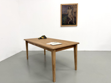 Table de campagne en chêne et pin années 70, vue d'ensemble