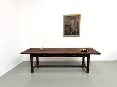Grande table de ferme 270 cm en chêne massif, vue d'ensemble