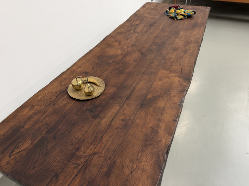 Plateau de 270 cm de la table de ferme en chêne massif