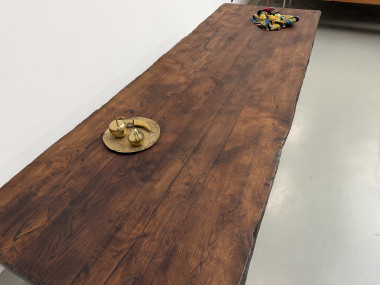 Plateau de 270 cm de la table de ferme en chêne massif