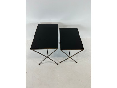 Tables gigognes en métal et verre, vue plongeante