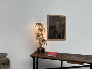 Lampe palmier en laiton à 4 têtes, dans le goût de Maison Jansen