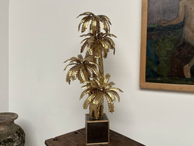 Lampe palmier en laiton à 4 têtes, dans le goût de Maison Jansen