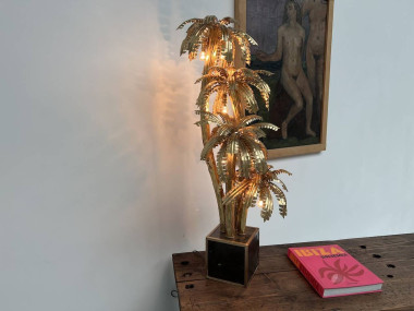 Lampe palmier en laiton à 4 têtes, dans le goût de Maison Jansen