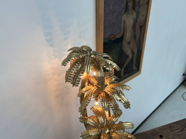 Lampe palmier en laiton à 4 têtes, dans le goût de Maison Jansen