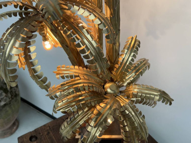 Lampe palmier en laiton à 4 têtes, dans le goût de Maison Jansen