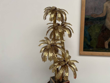 Lampe palmier en laiton à 4 têtes, dans le goût de Maison Jansen