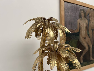 Lampe palmier en laiton à 4 têtes, dans le goût de Maison Jansen