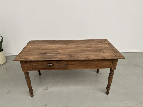 Table de travail de ferme en pin, vue latérale