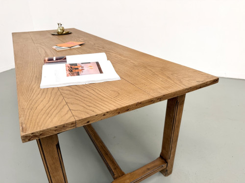 Grande table de ferme en chêne pour 8 convives, vue plongeante