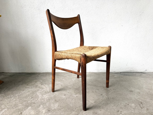 Chaise GS60 attribuée à Arne Wahl Iversen, bois exotique et paille, années 60 – vue 2