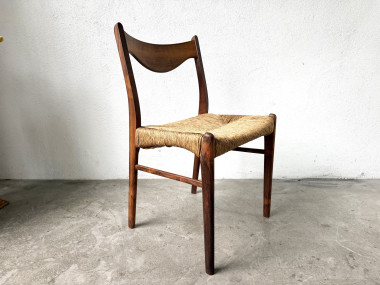 Chaise GS60 attribuée à Arne Wahl Iversen, bois exotique et paille, années 60 – vue 2