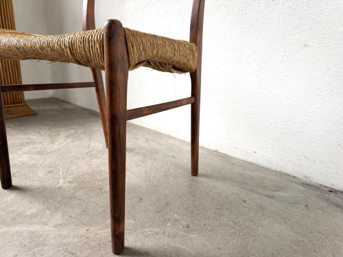 Chaise GS60 attribuée à Arne Wahl Iversen, bois exotique et paille, années 60 – vue 7