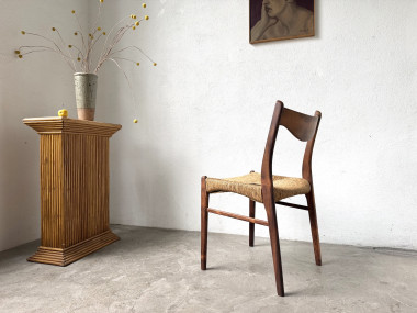 Chaise GS60 attribuée à Arne Wahl Iversen, bois exotique et paille, années 60 – vue 10
