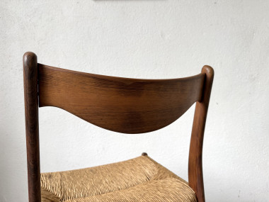 Chaise GS60 attribuée à Arne Wahl Iversen, bois exotique et paille, années 60 – vue 12