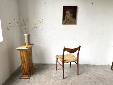 Chaise GS60 attribuée à Arne Wahl Iversen, bois exotique et paille, années 60 – vue 13