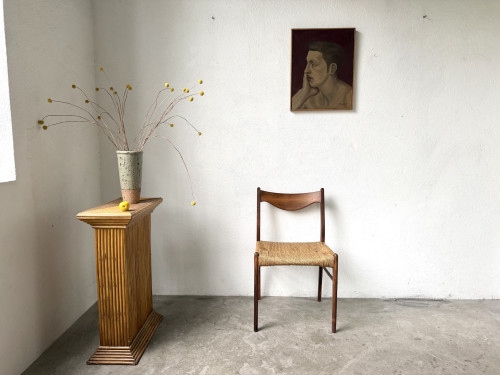 Chaise GS60 attribuée à Arne Wahl Iversen, bois exotique et paille, années 60 – vue 14