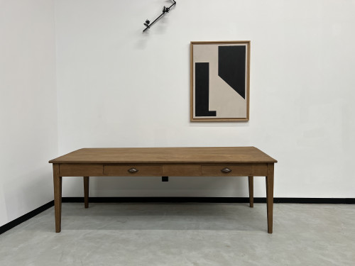 Grande table écritoire des années 40 en chêne massif, vue 2