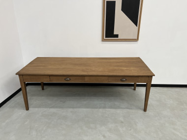 Grande table écritoire des années 40 en chêne massif, vue 3