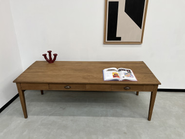 Grande table écritoire des années 40 en chêne massif, vue 4