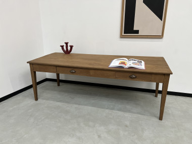 Grande table écritoire des années 40 en chêne massif, vue 5
