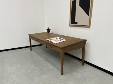 Grande table écritoire des années 40 en chêne massif, vue 6