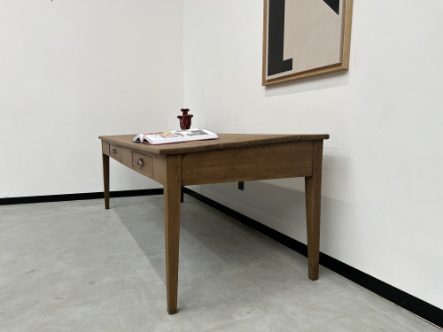 Grande table écritoire des années 40 en chêne massif, vue 7