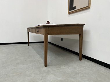 Grande table écritoire des années 40 en chêne massif, vue 8