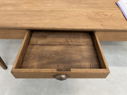 Grande table écritoire des années 40 en chêne massif, vue 15