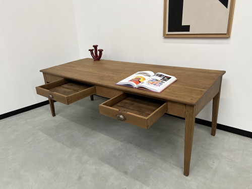 Grande table écritoire des années 40 en chêne massif, vue 19