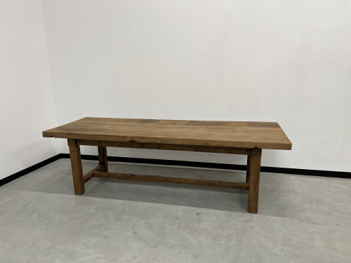Grande table de ferme des années 50 en chêne massif, vue 2