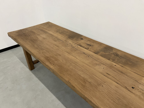 Grande table de ferme des années 50 en chêne massif, vue 5