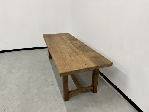 Grande table de ferme des années 50 en chêne massif, vue 6
