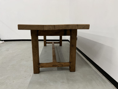 Grande table de ferme des années 50 en chêne massif, vue 7