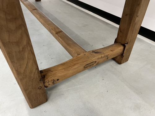 Grande table de ferme des années 50 en chêne massif, vue 8