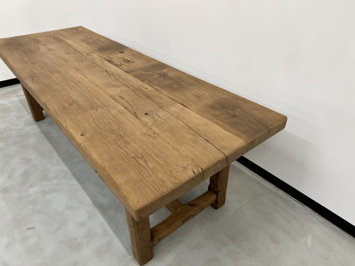 Grande table de ferme des années 50 en chêne massif, vue 11
