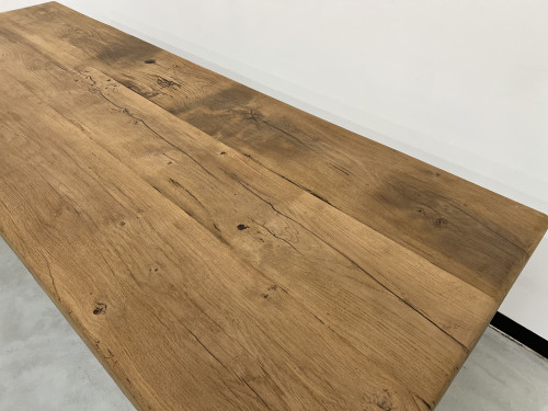 Grande table de ferme des années 50 en chêne massif, vue 12
