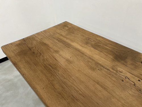 Grande table de ferme des années 50 en chêne massif, vue 14