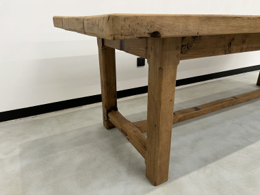 Grande table de ferme des années 50 en chêne massif, vue 16