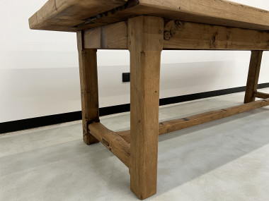 Grande table de ferme des années 50 en chêne massif, vue 17
