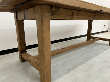 Grande table de ferme des années 50 en chêne massif, vue 18