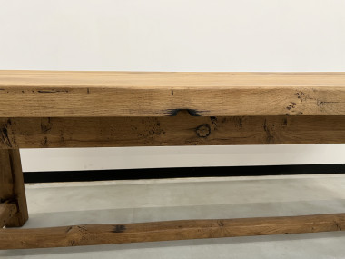 Grande table de ferme des années 50 en chêne massif, vue 20