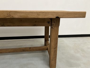 Grande table de ferme des années 50 en chêne massif, vue 21