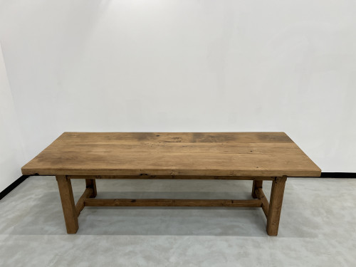 Grande table de ferme des années 50 en chêne massif, vue 24